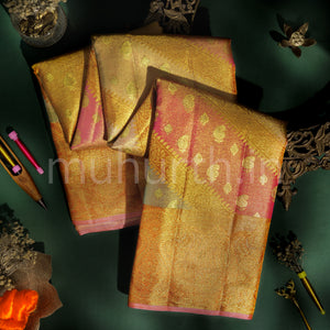Orange Rangkat Tissue Luxury Kanjivaram Silk Saree
