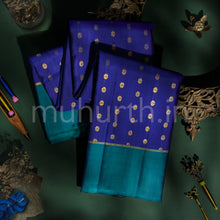 Load image into Gallery viewer, Violet Pure Kanjivaram Silk Saree with Rama Green