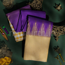 Load image into Gallery viewer, Magenta Pure Kanjivaram Silk Saree with Off -White Mustard Checks