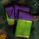 Brinjal Purple Pure Zari Kanjivaram Silk Saree with Sampanga