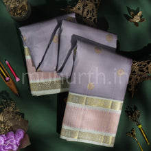 Load image into Gallery viewer, Light Lavender Pure Kanjivaram Silk Saree with Off-White