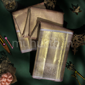 Light Brown Organza Tissue Kanjivaram Silk Saree