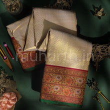 Load image into Gallery viewer, Golden Off-White Pure Kanjivaram Silk Saree with Arakku