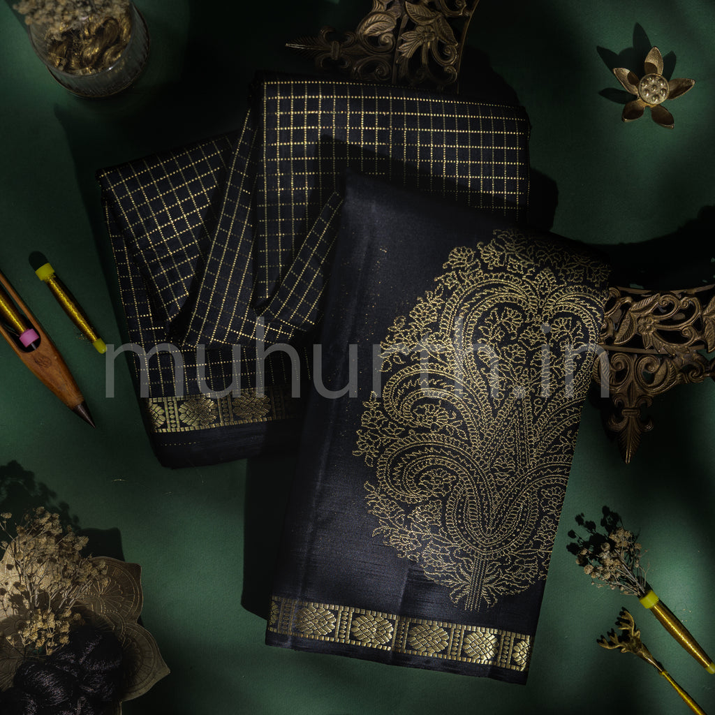 Black Pure Kanjivaram Silk Saree