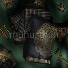 Load image into Gallery viewer, Black Pure Kanjivaram Silk Saree