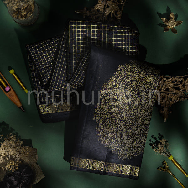 Black Pure Kanjivaram Silk Saree
