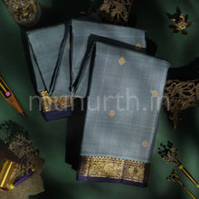 Load image into Gallery viewer, Grey Pure Kanjivaram Silk Saree with Vijaya