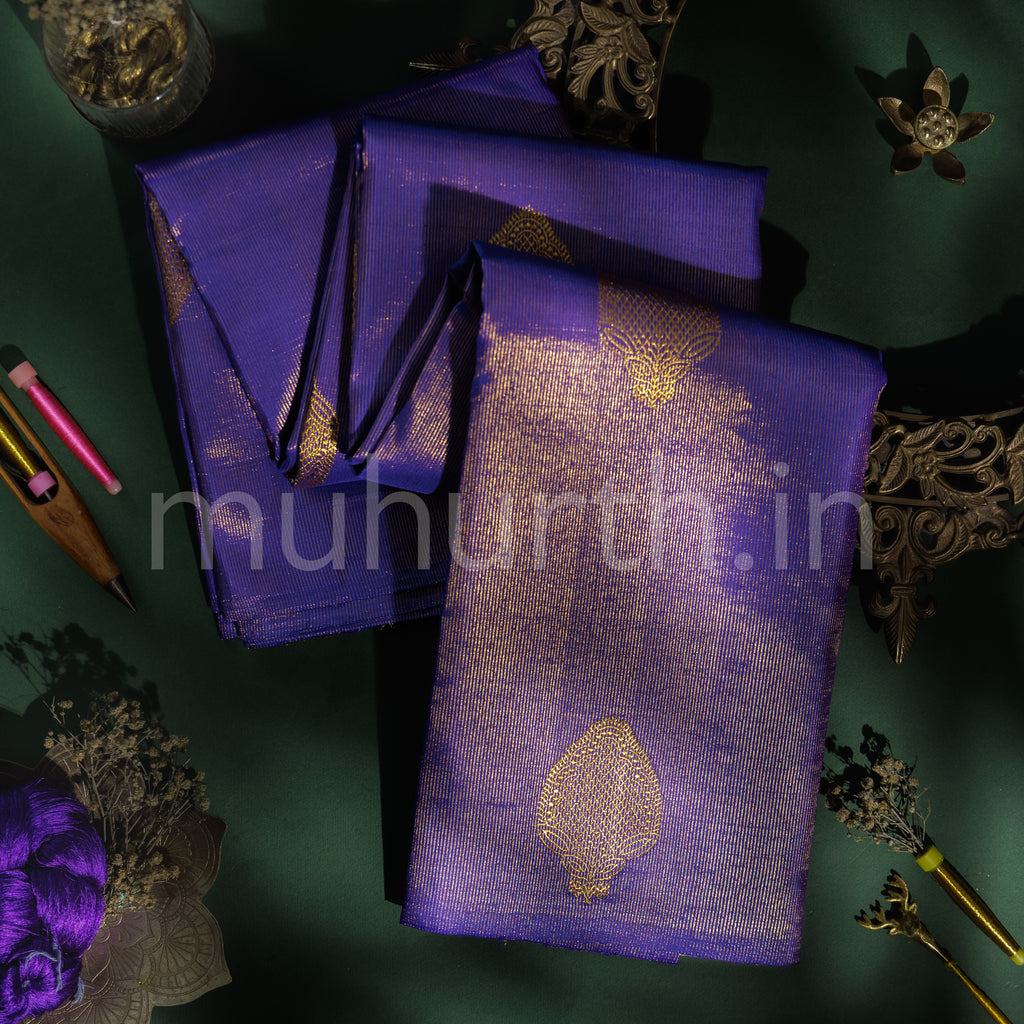 Violet Pure Kanjivaram Silk Saree