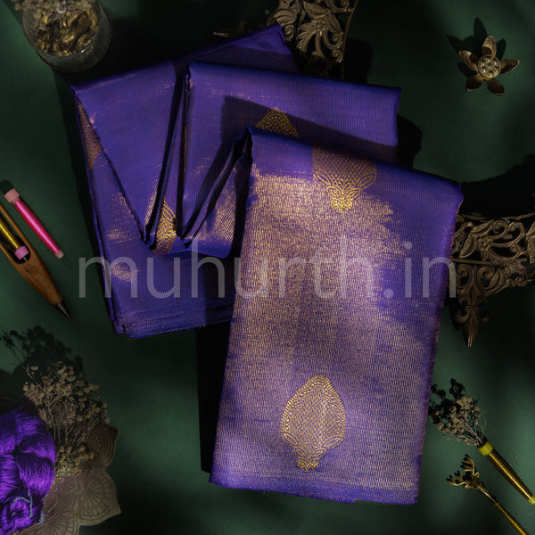 Violet Pure Kanjivaram Silk Saree