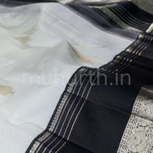 Load image into Gallery viewer, Off -White Pure Kanjivaram Silk Saree with Black