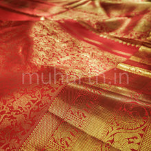 Load image into Gallery viewer, Bright Red Vanasingaram Pure Kanjivaram Silk Saree