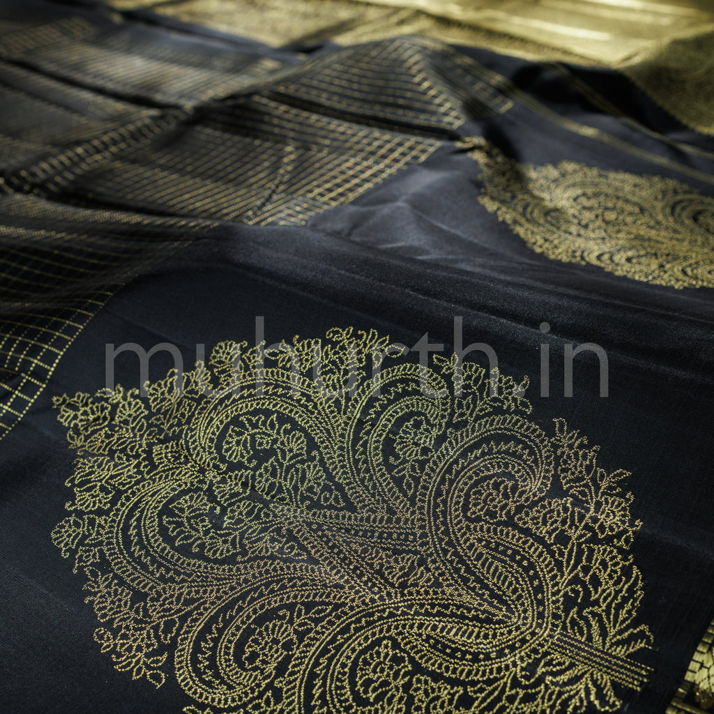 Black Pure Kanjivaram Silk Saree