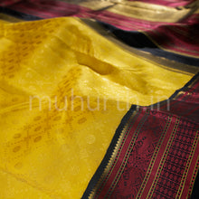 Load image into Gallery viewer, Mustard Pure Kanjivaram Silk Saree with Black