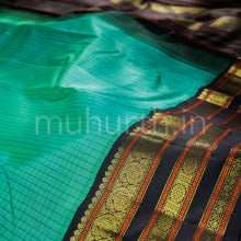Load image into Gallery viewer, Sea Green Pure Kanjivaram Silk Saree with Black
