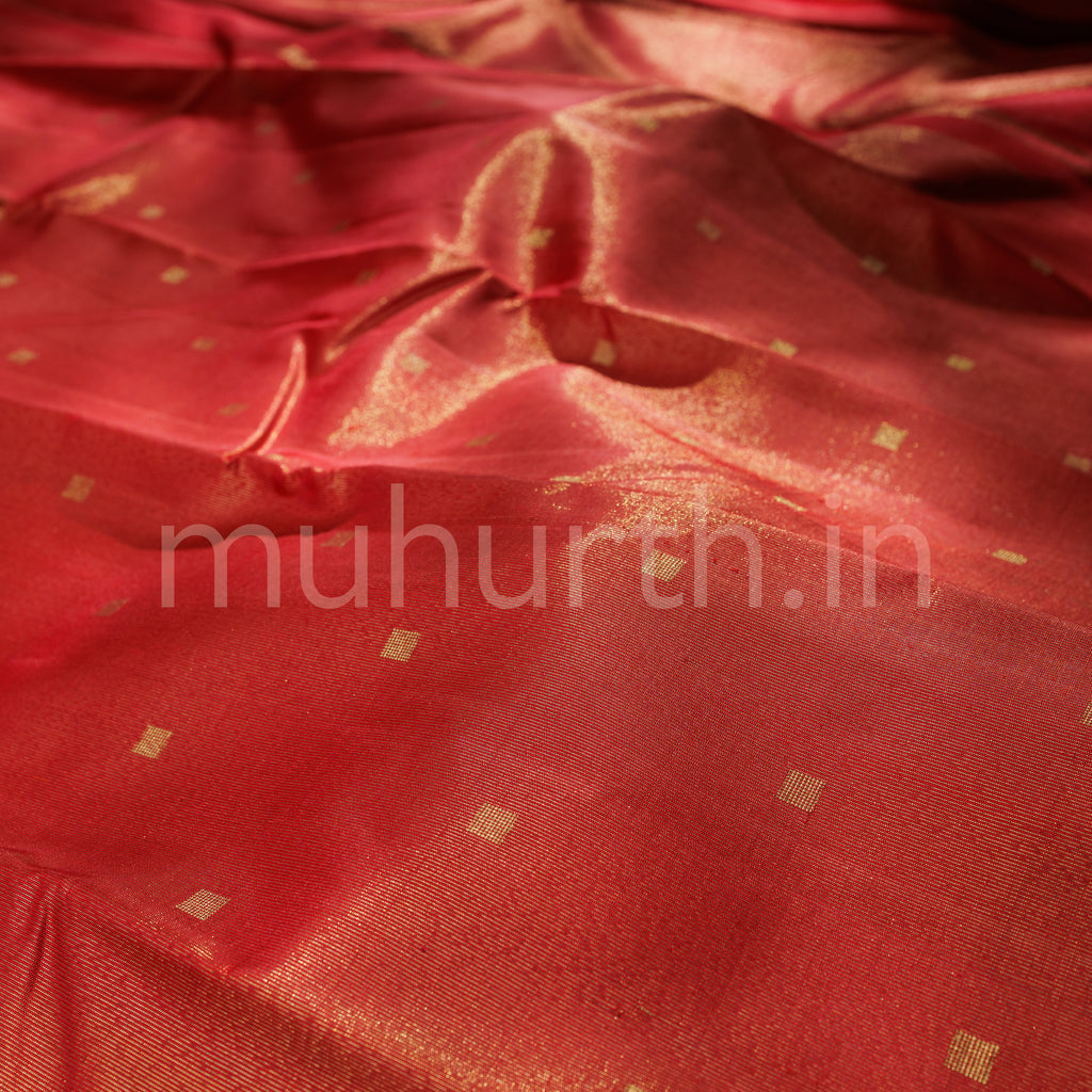 Bright Red Pure Zari Tissue Kanjivaram Silk Saree