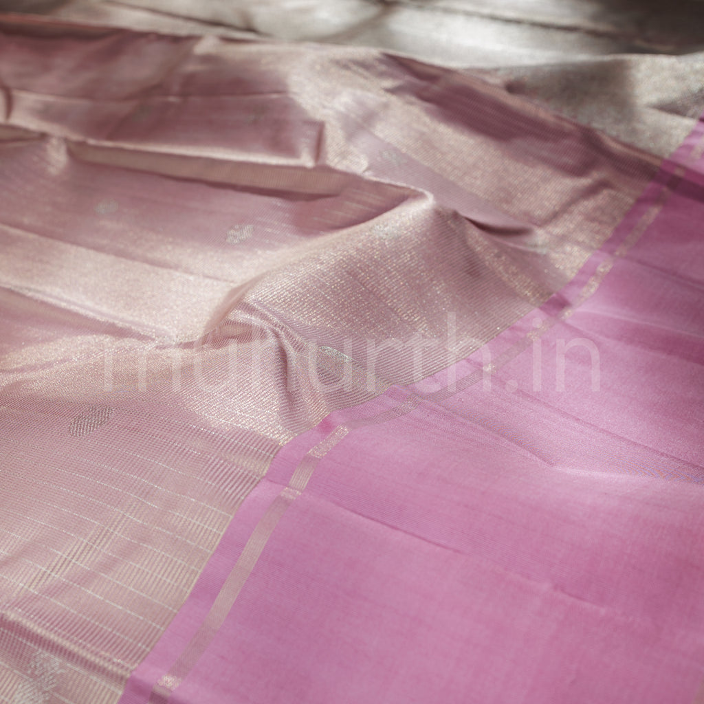 Baby Pink Pure Kanjivaram Silk Saree with Pink