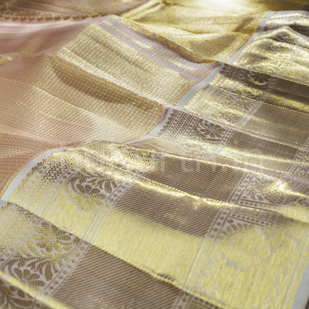 Light Brown Organza Tissue Kanjivaram Silk Saree