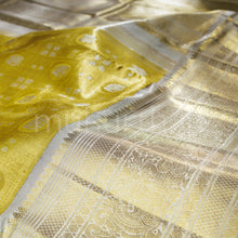 Load image into Gallery viewer, Golden Luxury Tissue Kanjivaram Silk Saree with Silver Grey