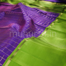 Load image into Gallery viewer, Brinjal Purple Pure Zari Kanjivaram Silk Saree with Sampanga