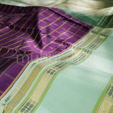 Load image into Gallery viewer, Magenta Pure Kanjivaram Silk Saree with Light Turquoise