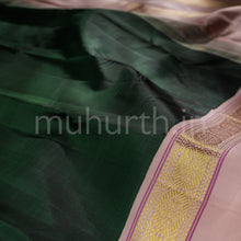 Load image into Gallery viewer, Green Pure Kanjivaram Silk Saree with Sandal