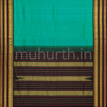 Load image into Gallery viewer, Sea Green Pure Kanjivaram Silk Saree with Black