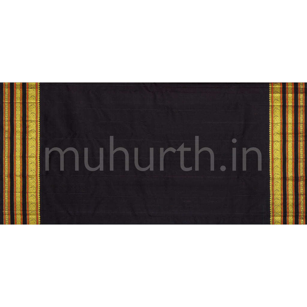 Sea Green Pure Kanjivaram Silk Saree with Black