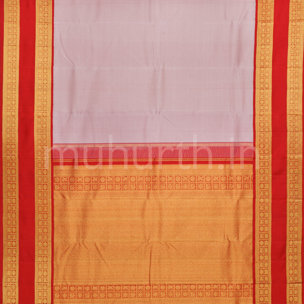 Pink Pure Kanjivaram Silk Saree with Bright Red