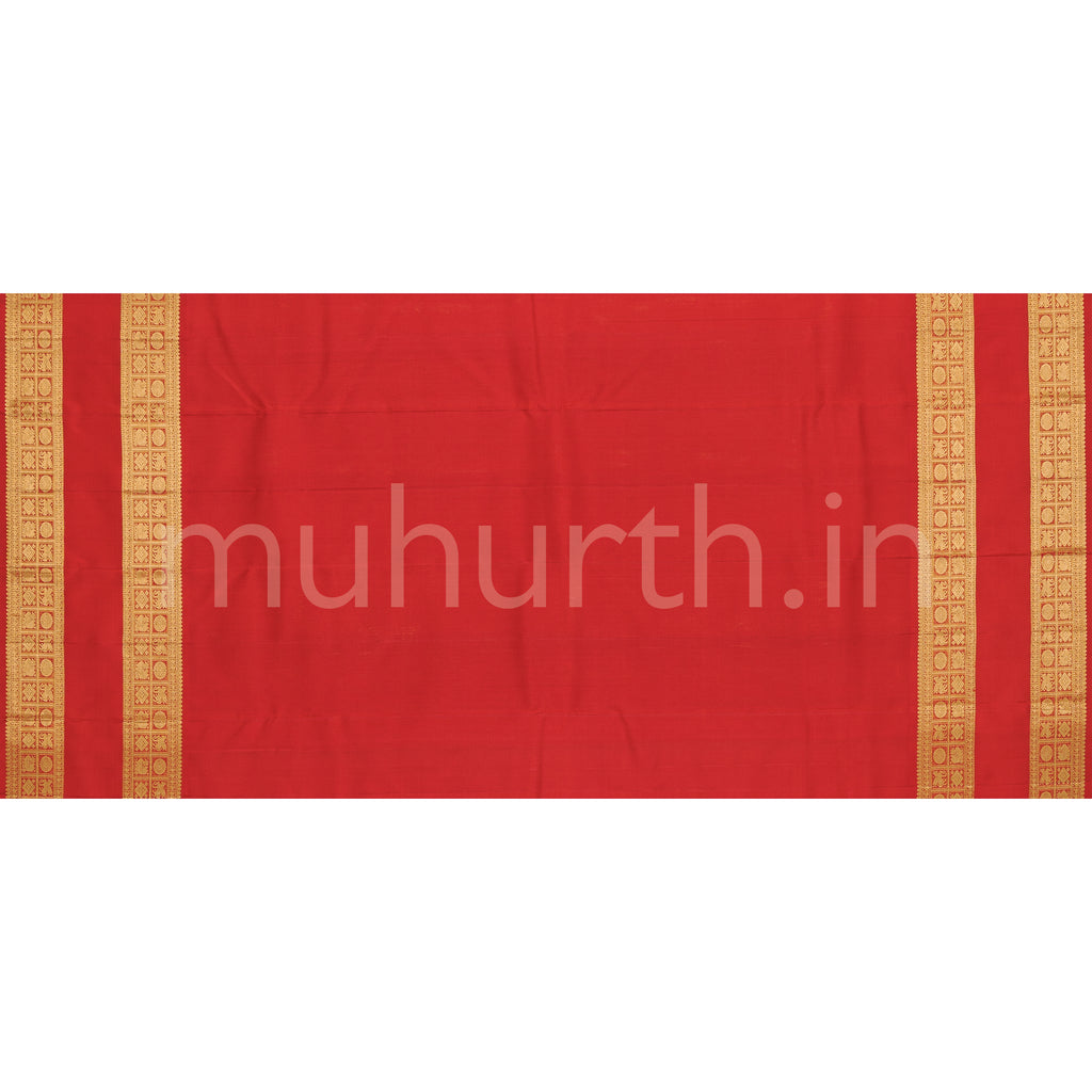 Pink Pure Kanjivaram Silk Saree with Bright Red