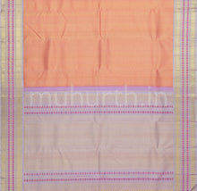 Load image into Gallery viewer, Peach Pure Kanjivaram Silk Saree with Lavender