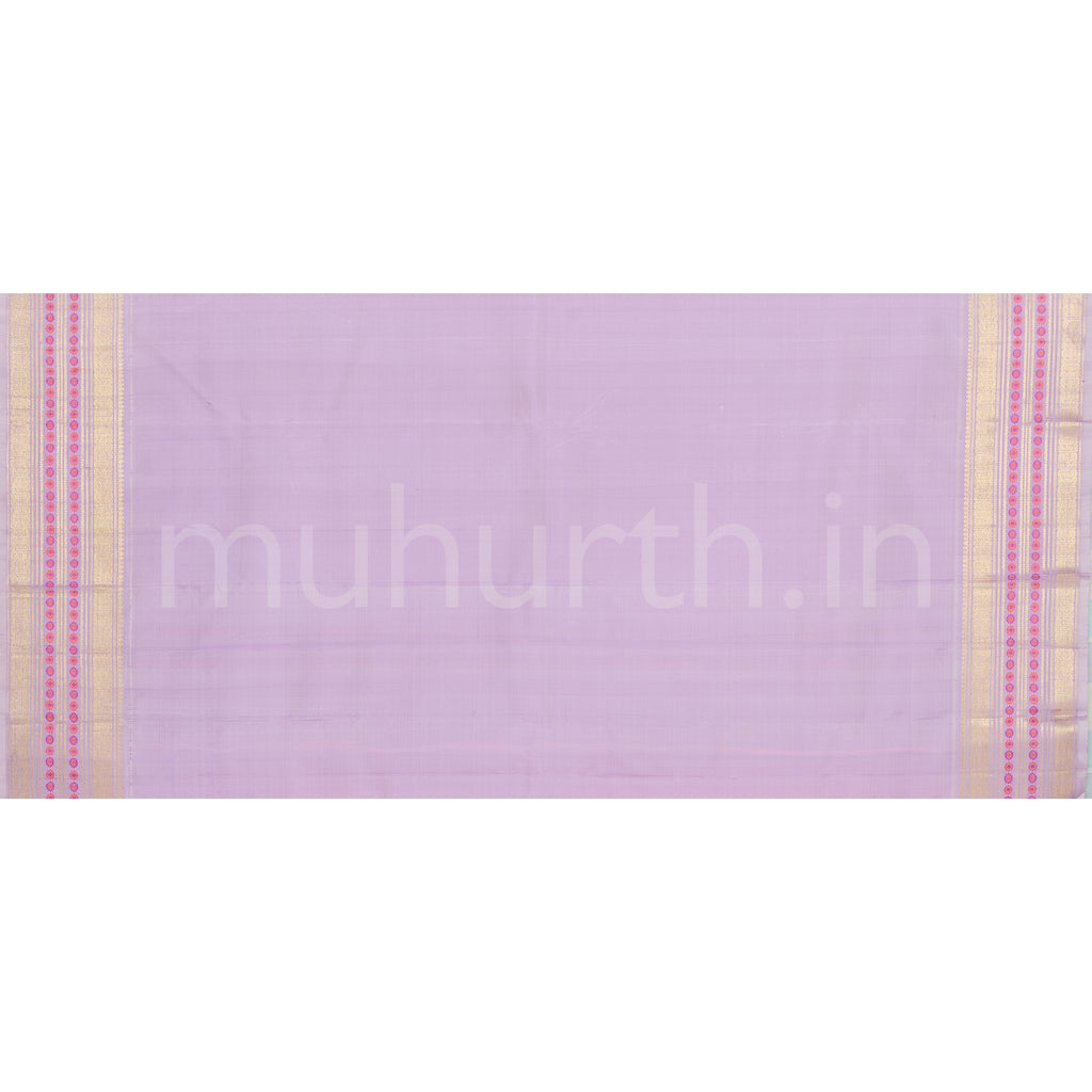 Peach Pure Kanjivaram Silk Saree with Lavender
