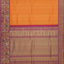 Load image into Gallery viewer, Orange Meenakari Kanjivaram Silk Saree with Magenta