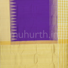 Load image into Gallery viewer, Magenta Pure Kanjivaram Silk Saree with Off -White Mustard Checks
