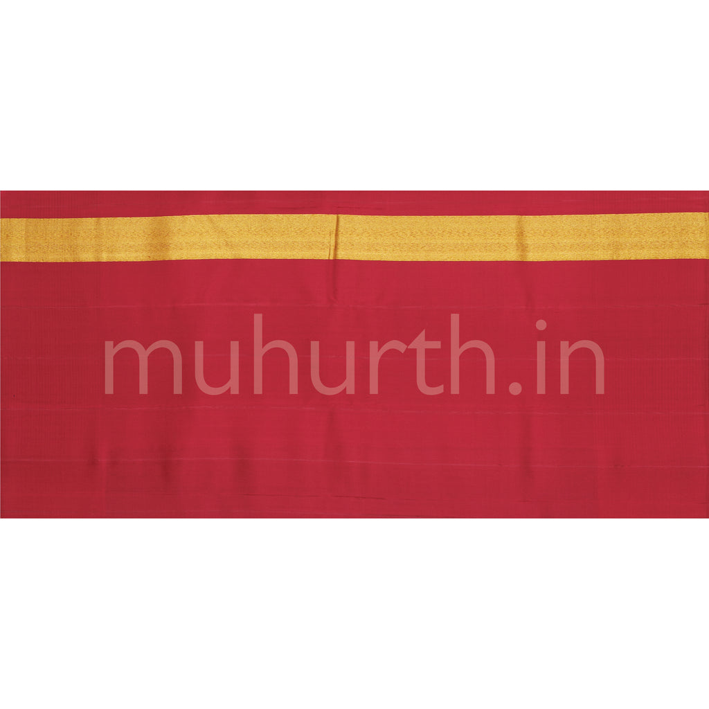 Black Pure Kanjivaram Silk Saree with Red Orange
