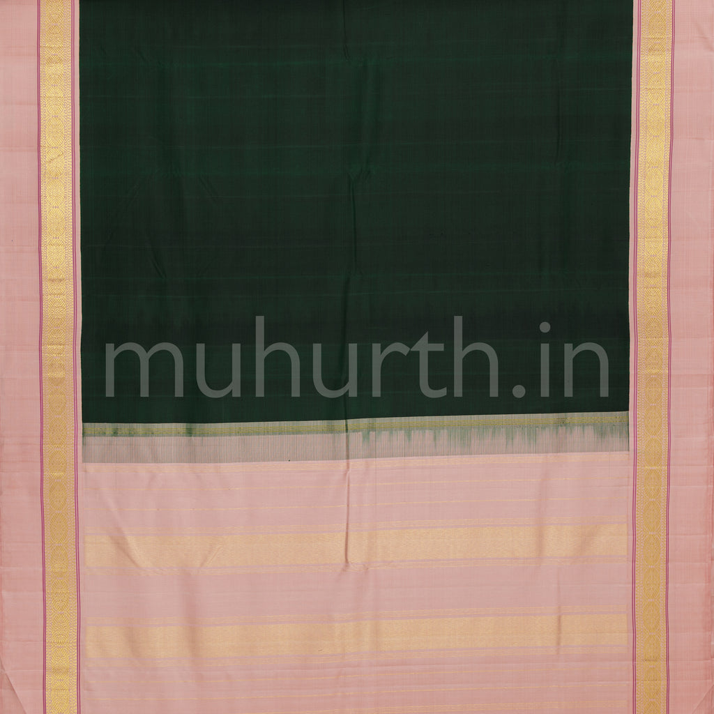 Green Pure Kanjivaram Silk Saree with Sandal