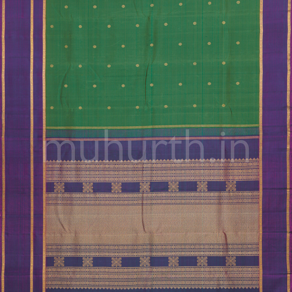 Elai Pacchai Green Pure Kanjivaram Silk Saree with Magenta