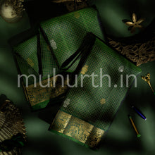 Load image into Gallery viewer, Peacock Dark Green Kanjivaram Silk Saree