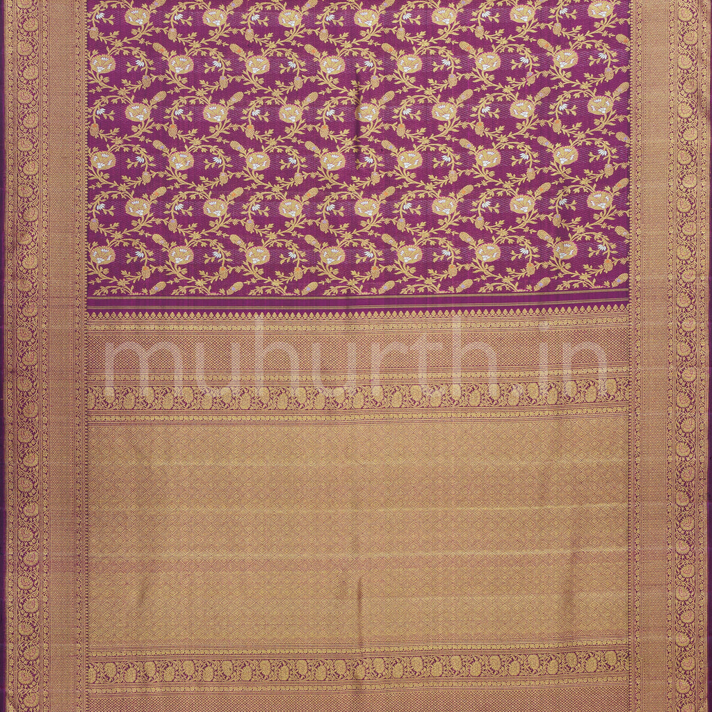 Magenta Bridal Meenakari Kanjivaram Silk Saree   