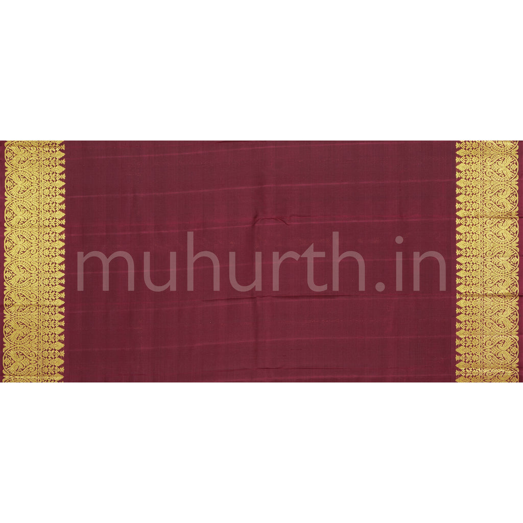 Mustard Orange Checks Pure Kanjivaram Silk Saree with Pakku