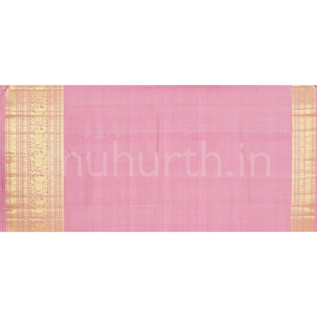 Bright Red Veldhari Kanjivaram Silk Saree with Peach