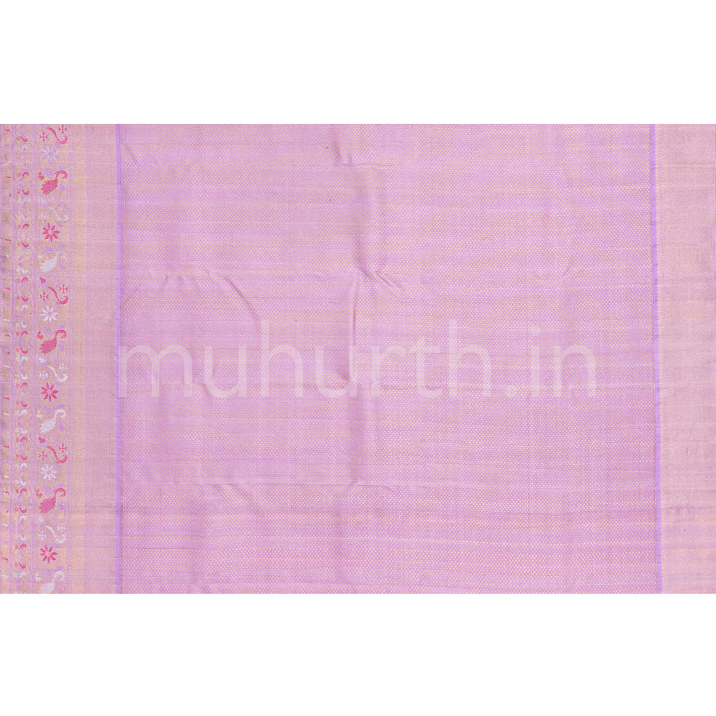 Off-White Kanjivaram Silk Saree with Lavender