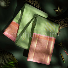 Load image into Gallery viewer, Elaichi Green Kanjivaram Silk Saree with Light Peach