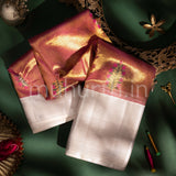 Rose Tissue Kanjivaram Silk Saree with Off-White