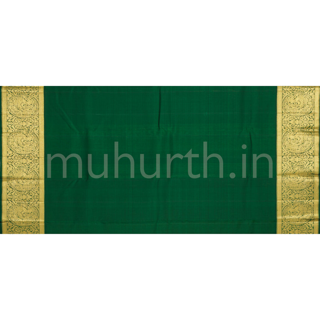 Golden Mustard Pure Kanjivaram Silk Saree with Green