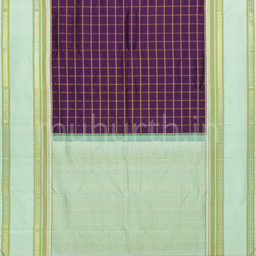 Magenta Pure Kanjivaram Silk Saree with Light Turquoise