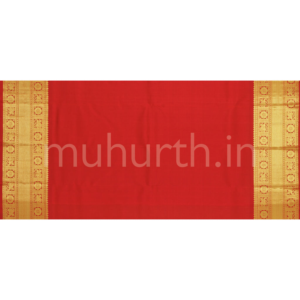 Pink Tissue Kanjivaram Silk Saree with Bright Red