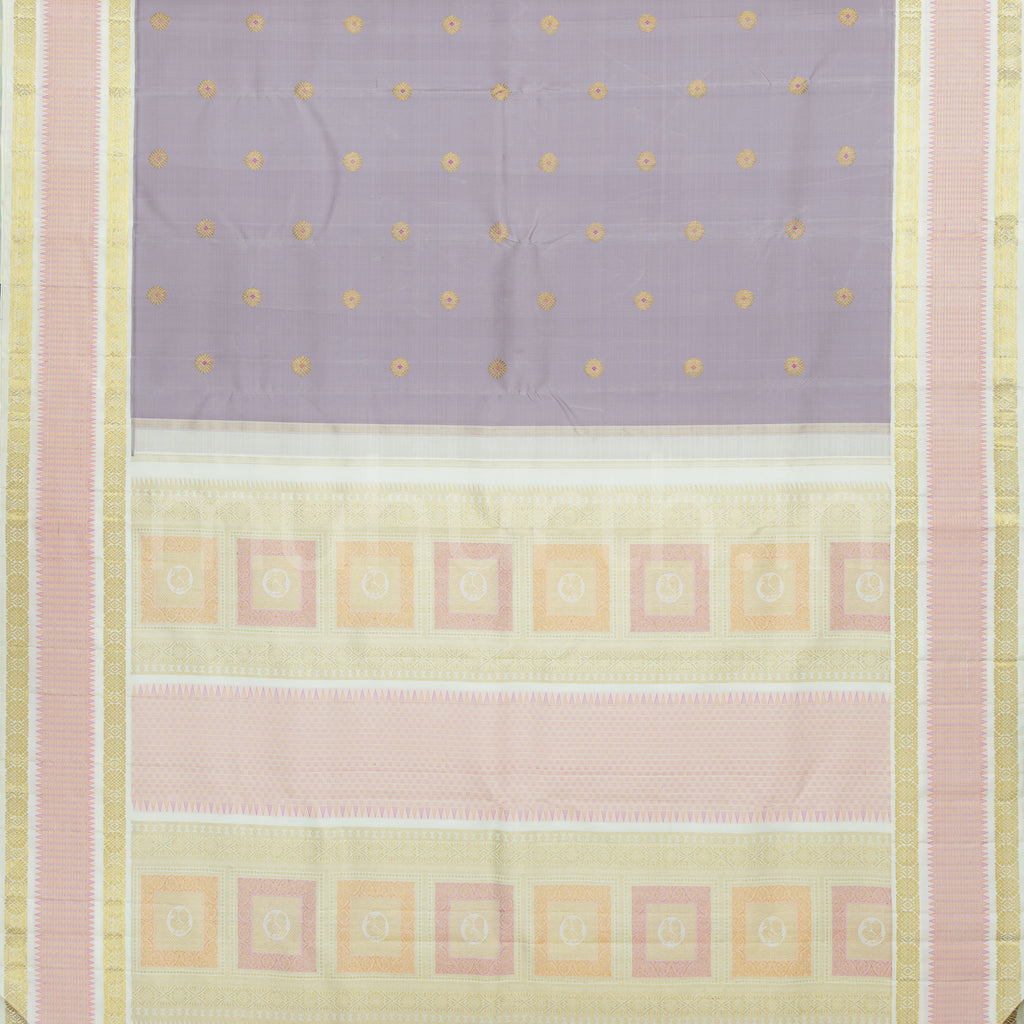 Light Lavender Pure Kanjivaram Silk Saree with Off-White