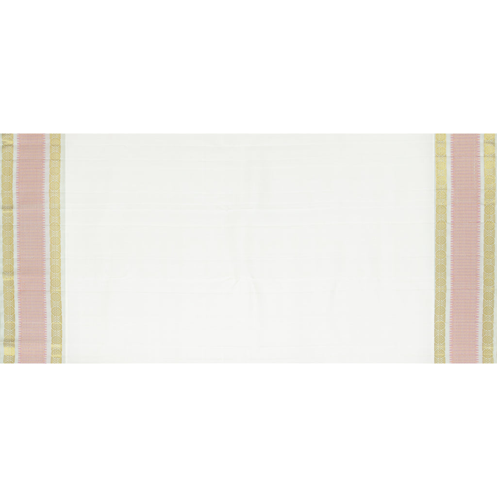 Light Lavender Pure Kanjivaram Silk Saree with Off-White