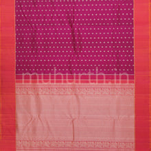 Load image into Gallery viewer, Magenta Pure Kanjivaram Silk Saree with Orange Rose