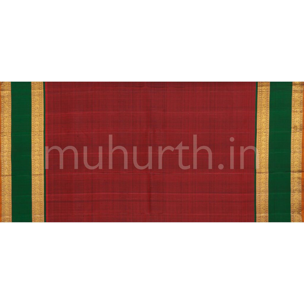 Mango Yellow Pure Zari Kanjivaram Silk Saree with Green